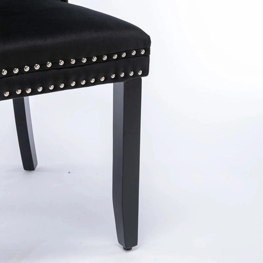 Nikki Collection Modern, High-end Tufted Solid Wood Contemporary Velvet Upholstered Dining Chair with Wood Legs Nailhead Trim 2-Pcs Set, Black, SW2001BK Default -DTYStore
