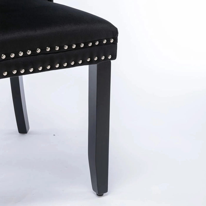 Nikki Collection Modern, High-end Tufted Solid Wood Contemporary Velvet Upholstered Dining Chair with Wood Legs Nailhead Trim 2-Pcs Set, Black, SW2001BK Default -DTYStore
