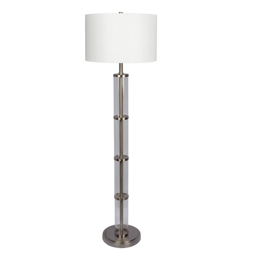 Nimbus Brushed Nickel Floor Lamp with 3-Way Rotary Switch Clear Glass Body Metal Base Default -DTYStore
