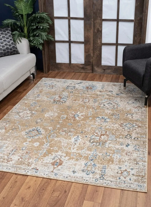 Noble GC_GEN7008 Gold 5 ft. 3 in. x 7 ft. 3 in. Area Rug Default -DTYStore