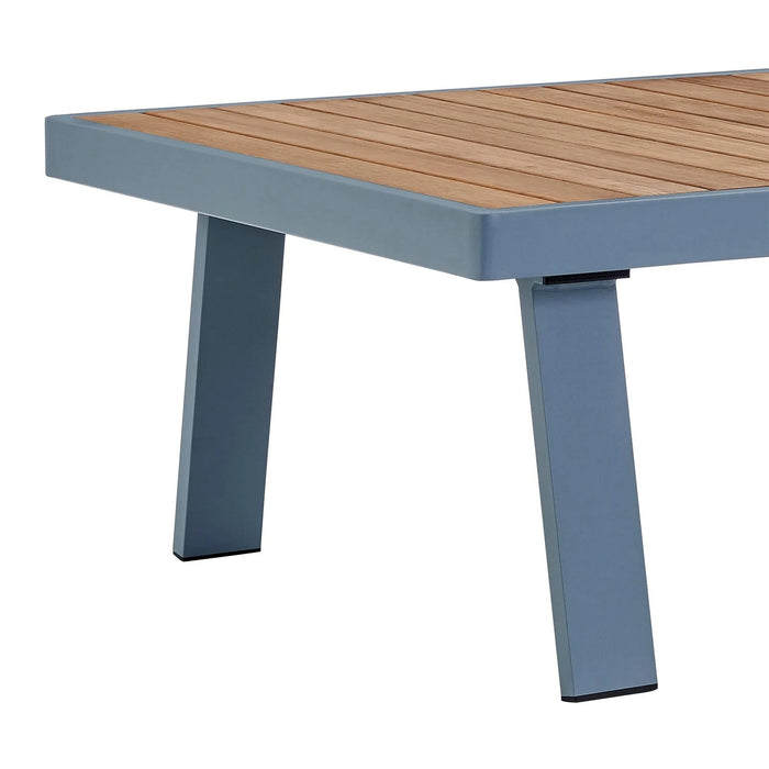 Nofi Outdoor Patio Sectional Set in Gray Finish with Gray Cushions and Teak Wood Default -DTYStore