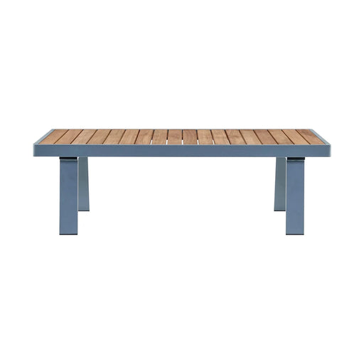 Nofi Outdoor Patio Sectional Set in Gray Finish with Gray Cushions and Teak Wood Default -DTYStore