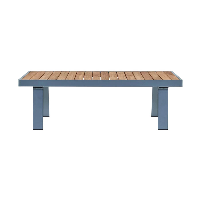 Nofi Outdoor Patio Sectional Set in Gray Finish with Gray Cushions and Teak Wood Default -DTYStore