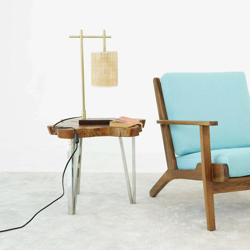 Nordic Home Creative Bedroom Table Lamp with Moonstone Bamboo Lampshade - Dark Brown Bronze 110V Default -DTYStore