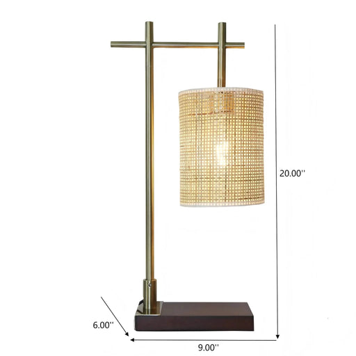 Nordic Home Creative Bedroom Table Lamp with Moonstone Bamboo Lampshade - Dark Brown Bronze 110V Default -DTYStore