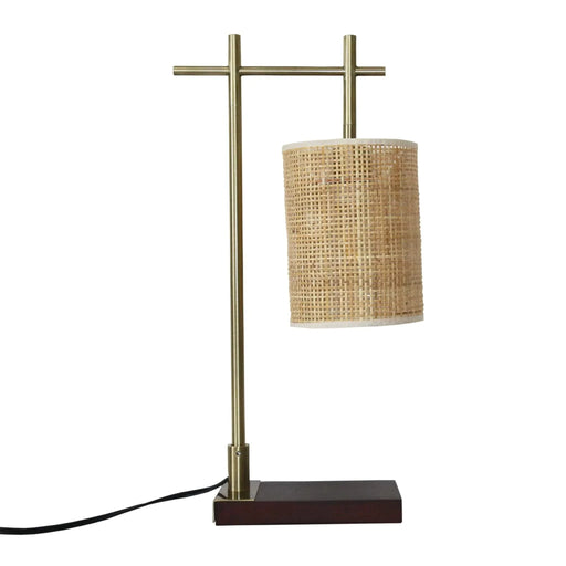 Nordic Home Creative Bedroom Table Lamp with Moonstone Bamboo Lampshade - Dark Brown Bronze 110V Default -DTYStore
