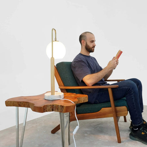 Nordic Home Creative Romantic Warm Marble Study Room Bedside Table Lamp with Auris White Globe Lampshade Default -DTYStore