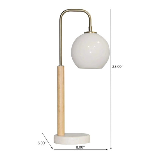Nordic Home Creative Romantic Warm Marble Study Room Bedside Table Lamp with Auris White Globe Lampshade Default -DTYStore