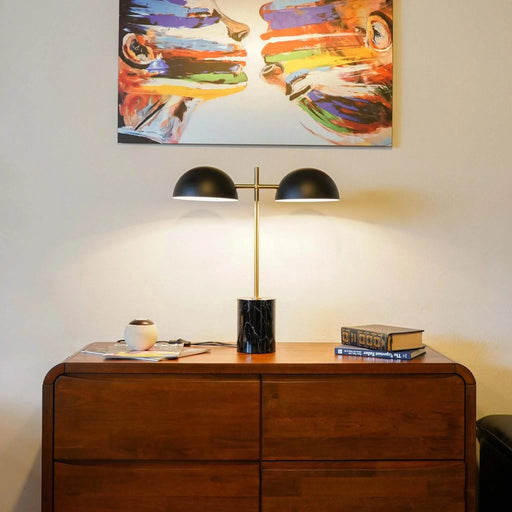 Nova Hydro Black Table Lamp with On/Off Switch, Double Lamp, Faux Marble Base 22.4' H X 20' W X 7.9' D for Living Room, Desk Lamps for Office Reading Default -DTYStore