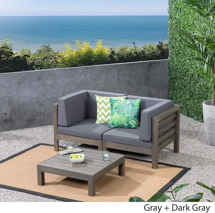 OANA 3-Piece LOVE SEAT SET WITH COFFEE TABLE, DARK GREY Default -DTYStore