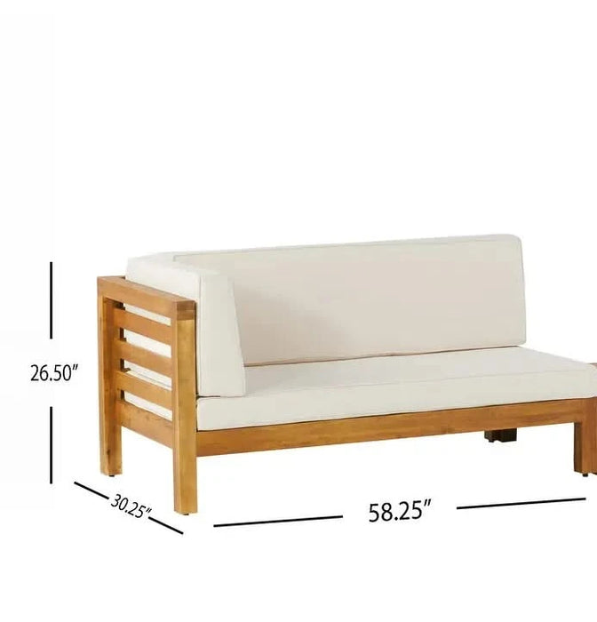 OANA OUTDOOR WOODEN SECTIONAL SET WITH CUSHIONS, BEIGE Default -DTYStore