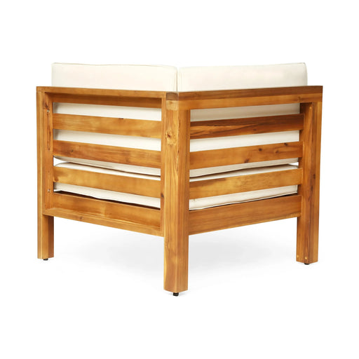 OANA OUTDOOR WOODEN SECTIONAL SET WITH CUSHIONS, BEIGE Default -DTYStore