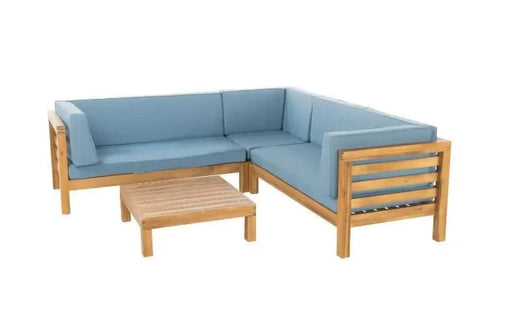 OANA OUTDOOR WOODEN SECTIONAL SET WITH CUSHIONS, BLUE Default -DTYStore