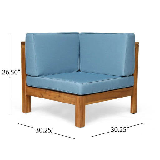 OANA OUTDOOR WOODEN SECTIONAL SET WITH CUSHIONS, BLUE Default -DTYStore