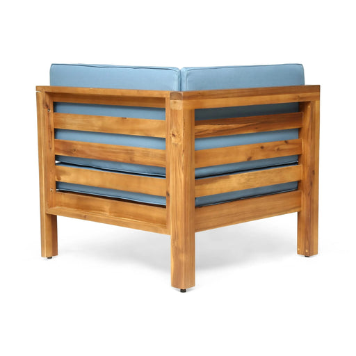 OANA OUTDOOR WOODEN SECTIONAL SET WITH CUSHIONS, BLUE Default -DTYStore