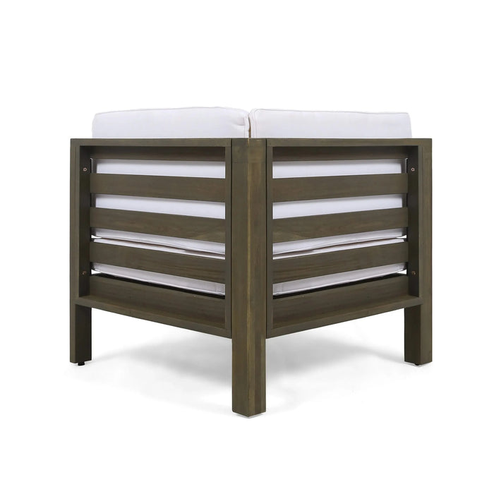 OANA OUTDOOR WOODEN SECTIONAL SET WITH CUSHIONS, WHITE Default -DTYStore