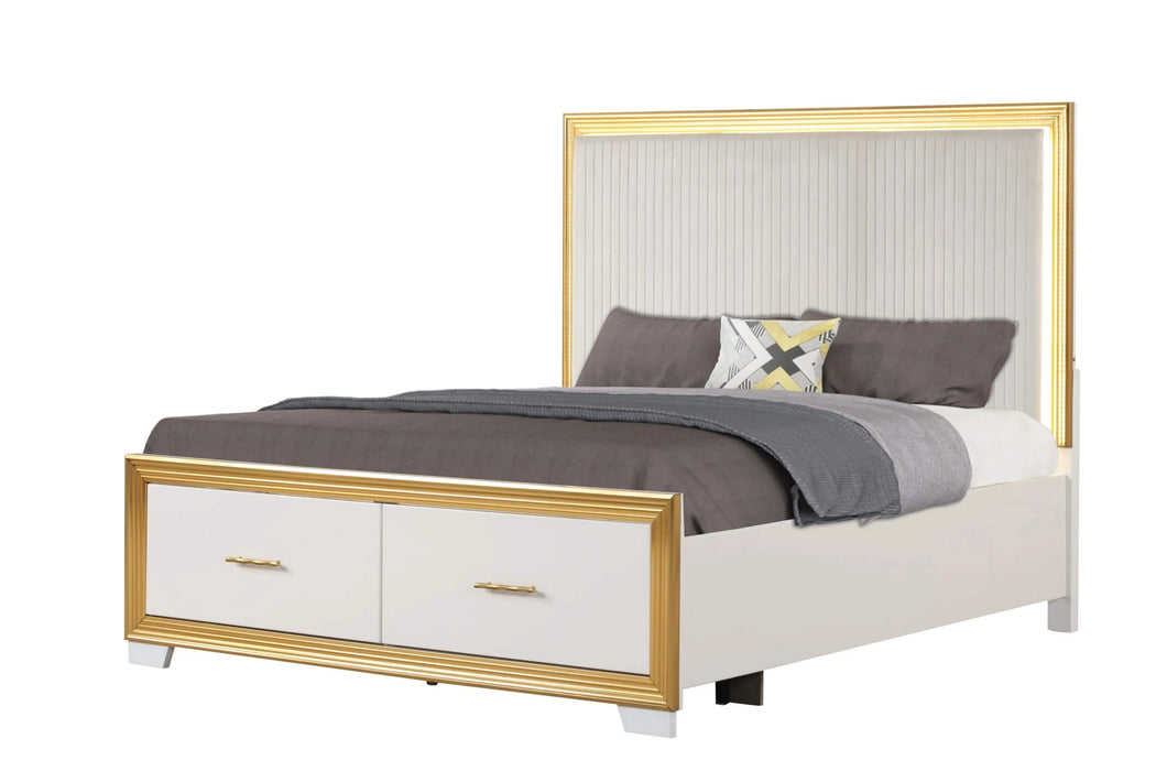 OBSESSION Contemporary Style 4PC Queen Bedroom Set Made with Wood & Gold Finish Default -DTYStore