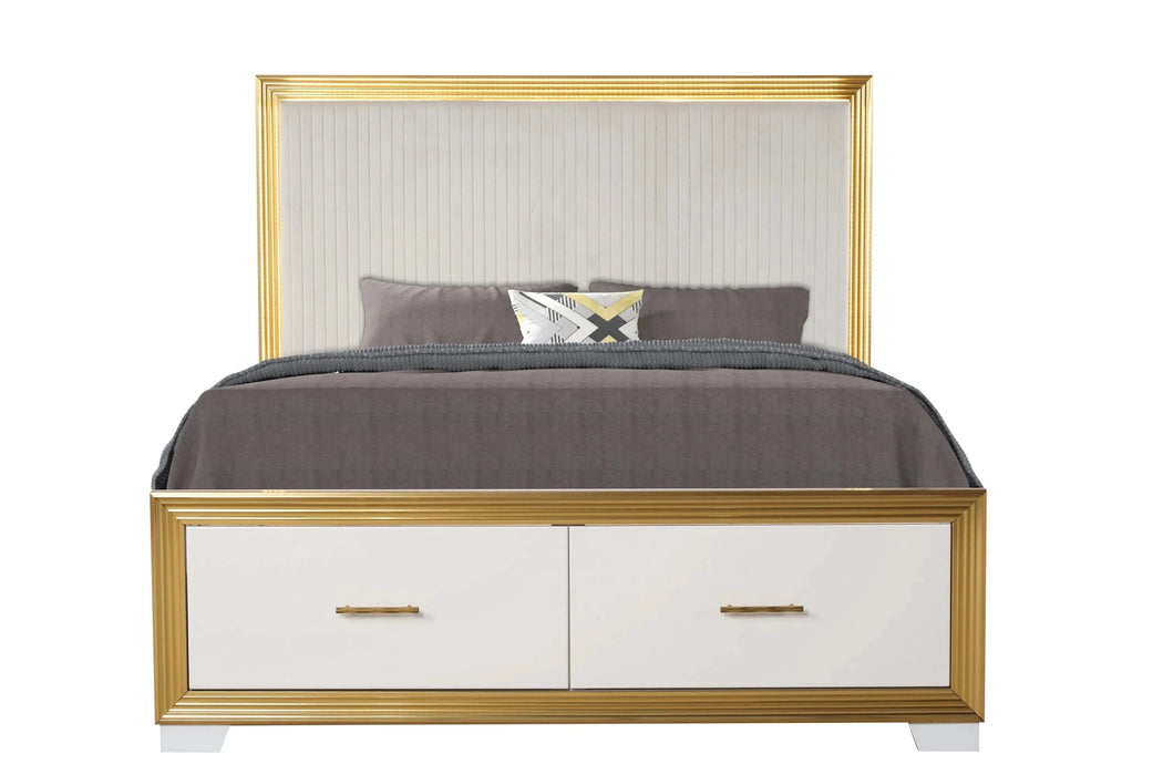 OBSESSION Contemporary Style 4PC Queen Bedroom Set Made with Wood & Gold Finish Default -DTYStore