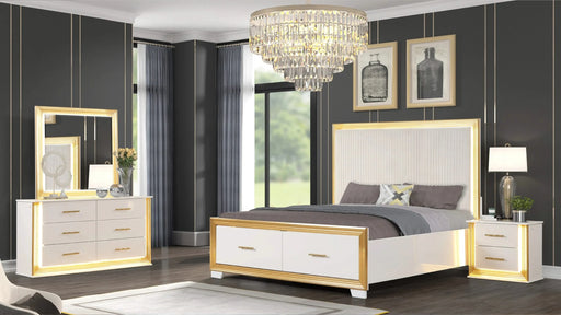 OBSESSION Contemporary Style 4PC Queen Bedroom Set Made with Wood & Gold Finish Default -DTYStore