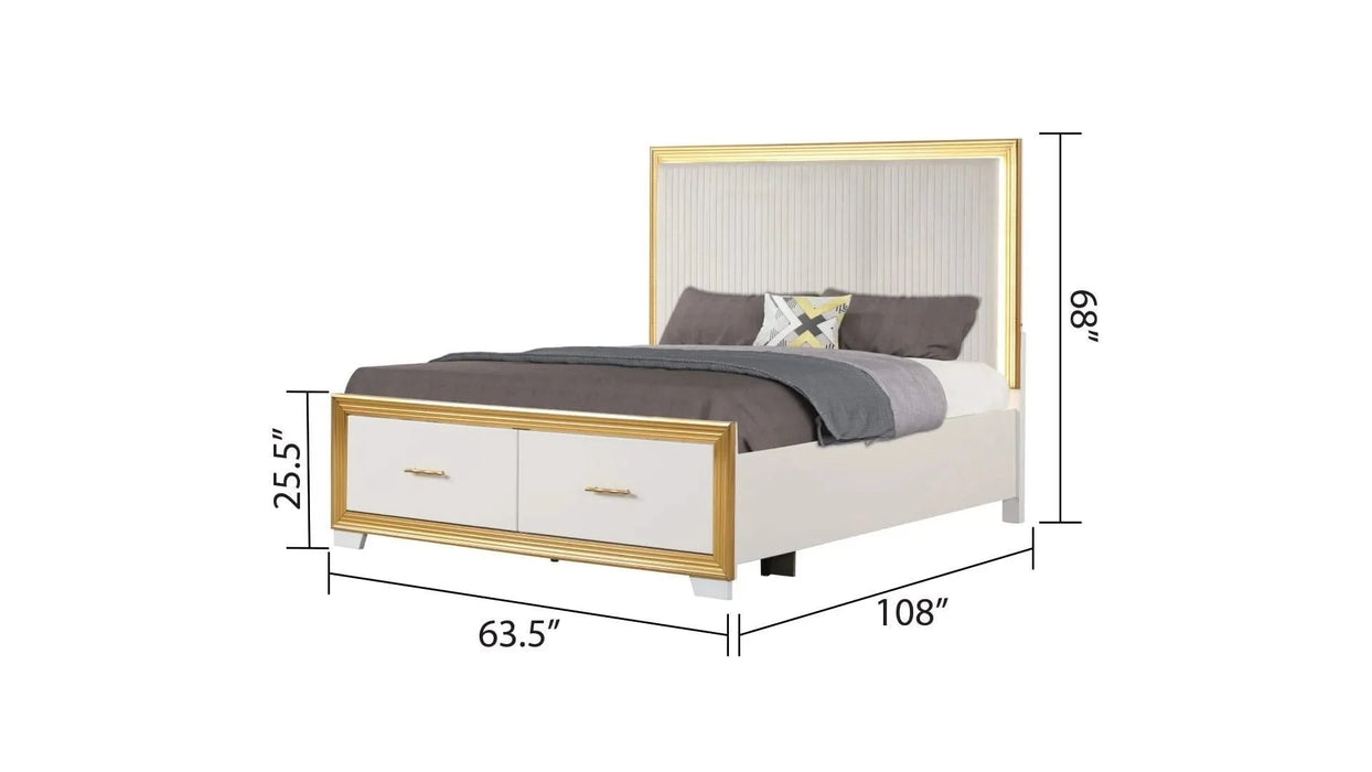 OBSESSION Contemporary Style 5PC Queen Bedroom Set Made with Wood & Gold Finish(NJ INVENTORY) Default -DTYStore