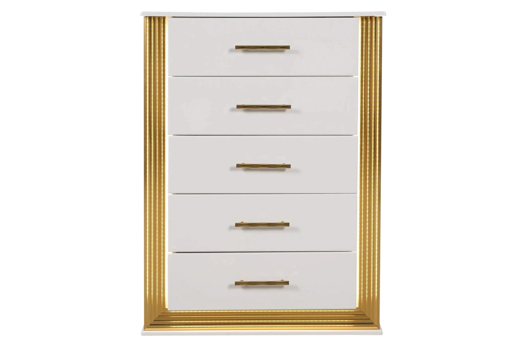 OBSESSION Contemporary Style 5PC Queen Bedroom Set Made with Wood & Gold Finish Default -DTYStore