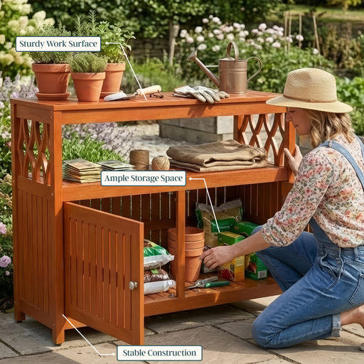 Eucalyptus Outdoor Sideboard Weather Resistant Finish Buffet Cabinet