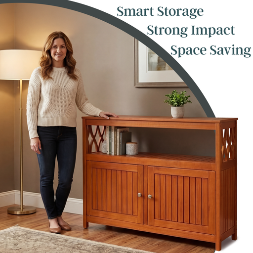 Eucalyptus Outdoor Sideboard Weather Resistant Finish Buffet Cabinet
