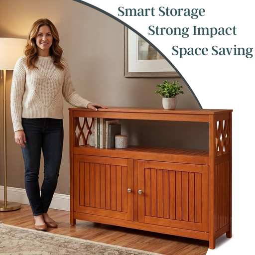 Eucalyptus Outdoor Sideboard Weather Resistant Finish Buffet Cabinet