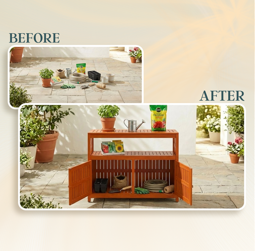 Eucalyptus Outdoor Sideboard Weather Resistant Finish Buffet Cabinet