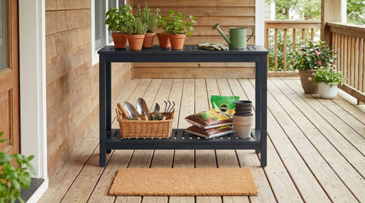 DTY Outdoor Living Eucalyptus Wood Console Table, Two-Shelf Outdoor Buffet, Weather-Resistant Finish - Multiple Colors Available