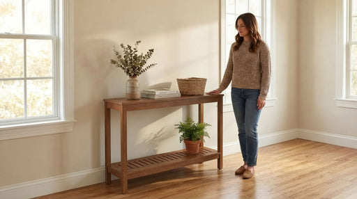 DTY Outdoor Living Eucalyptus Wood Console Table, Two-Shelf Outdoor Buffet, Weather-Resistant Finish - Multiple Colors Available