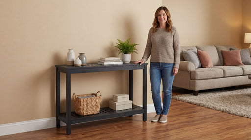 DTY Outdoor Living Eucalyptus Wood Console Table, Two-Shelf Outdoor Buffet, Weather-Resistant Finish - Multiple Colors Available