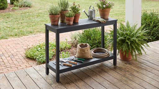 DTY Outdoor Living Eucalyptus Wood Console Table, Two-Shelf Outdoor Buffet, Weather-Resistant Finish - Multiple Colors Available