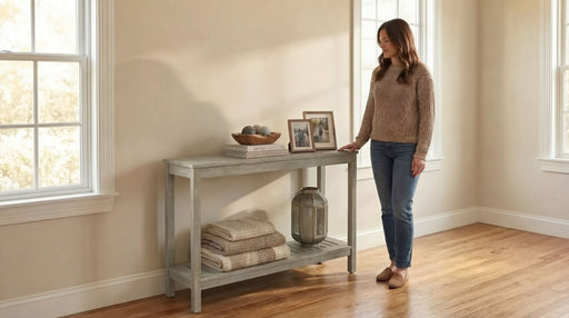 DTY Outdoor Living Eucalyptus Wood Console Table, Two-Shelf Outdoor Buffet, Weather-Resistant Finish - Multiple Colors Available