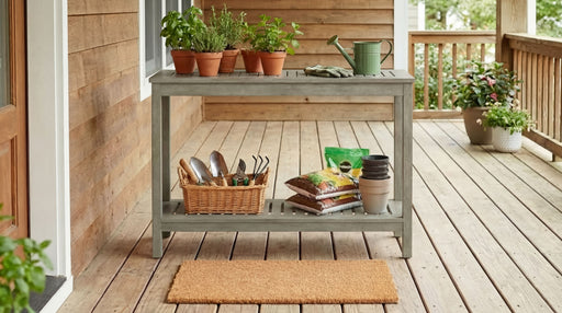 DTY Outdoor Living Eucalyptus Wood Console Table, Two-Shelf Outdoor Buffet, Weather-Resistant Finish - Multiple Colors Available
