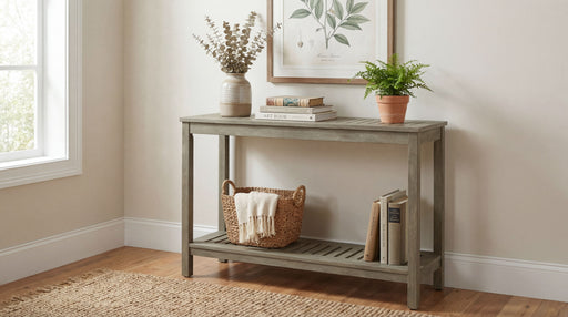 DTY Outdoor Living Eucalyptus Wood Console Table, Two-Shelf Outdoor Buffet, Weather-Resistant Finish - Multiple Colors Available