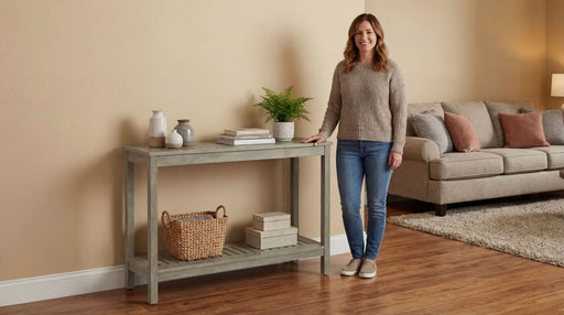 DTY Outdoor Living Eucalyptus Wood Console Table, Two-Shelf Outdoor Buffet, Weather-Resistant Finish - Multiple Colors Available