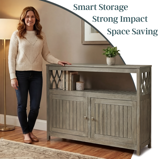 Eucalyptus Outdoor Sideboard Weather Resistant Finish Buffet Cabinet