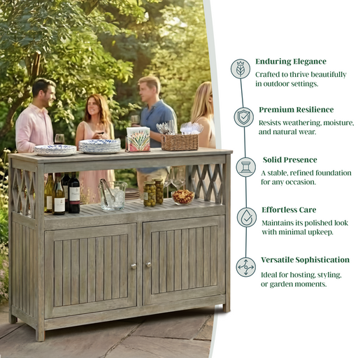 Eucalyptus Outdoor Sideboard Weather Resistant Finish Buffet Cabinet