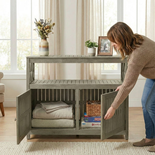 Eucalyptus Outdoor Sideboard Weather Resistant Finish Buffet Cabinet
