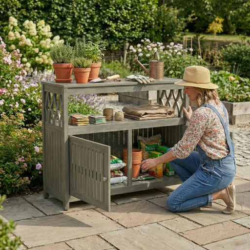 Eucalyptus Outdoor Sideboard Weather Resistant Finish Buffet Cabinet