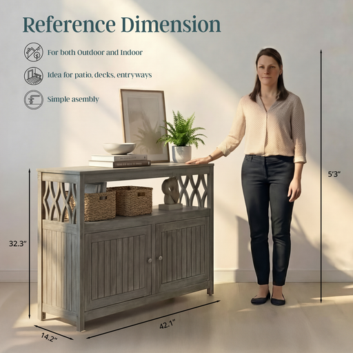 Eucalyptus Outdoor Sideboard Weather Resistant Finish Buffet Cabinet
