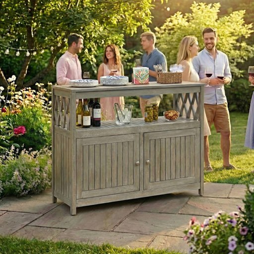 Eucalyptus Outdoor Sideboard Weather Resistant Finish Buffet Cabinet