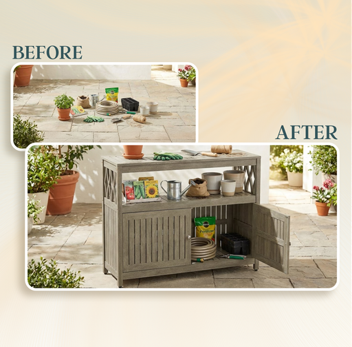 Eucalyptus Outdoor Sideboard Weather Resistant Finish Buffet Cabinet