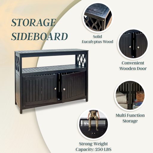Eucalyptus Outdoor Sideboard Weather Resistant Finish Buffet Cabinet