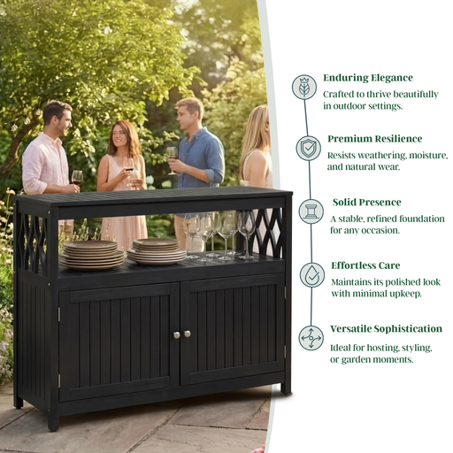 Eucalyptus Outdoor Sideboard Weather Resistant Finish Buffet Cabinet