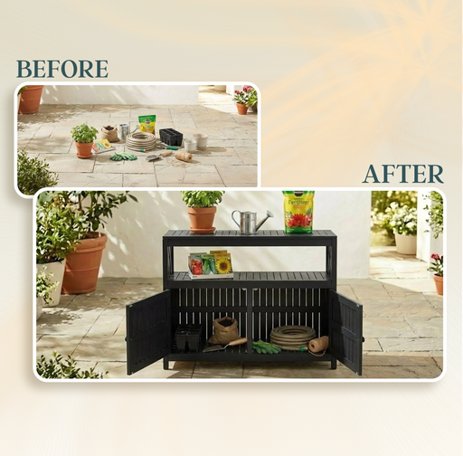 Eucalyptus Outdoor Sideboard Weather Resistant Finish Buffet Cabinet