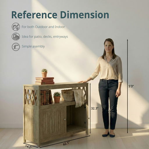 Eucalyptus Outdoor Sideboard Weather Resistant Finish Buffet Cabinet