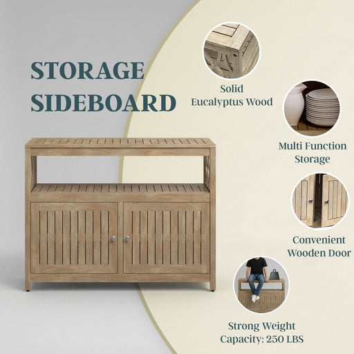 Eucalyptus Outdoor Sideboard Weather Resistant Finish Buffet Cabinet