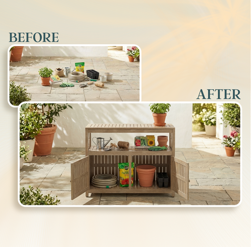 Eucalyptus Outdoor Sideboard Weather Resistant Finish Buffet Cabinet